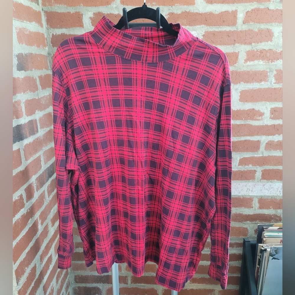 Lands End, Women's Mock Neck, Size 3X, Plaid